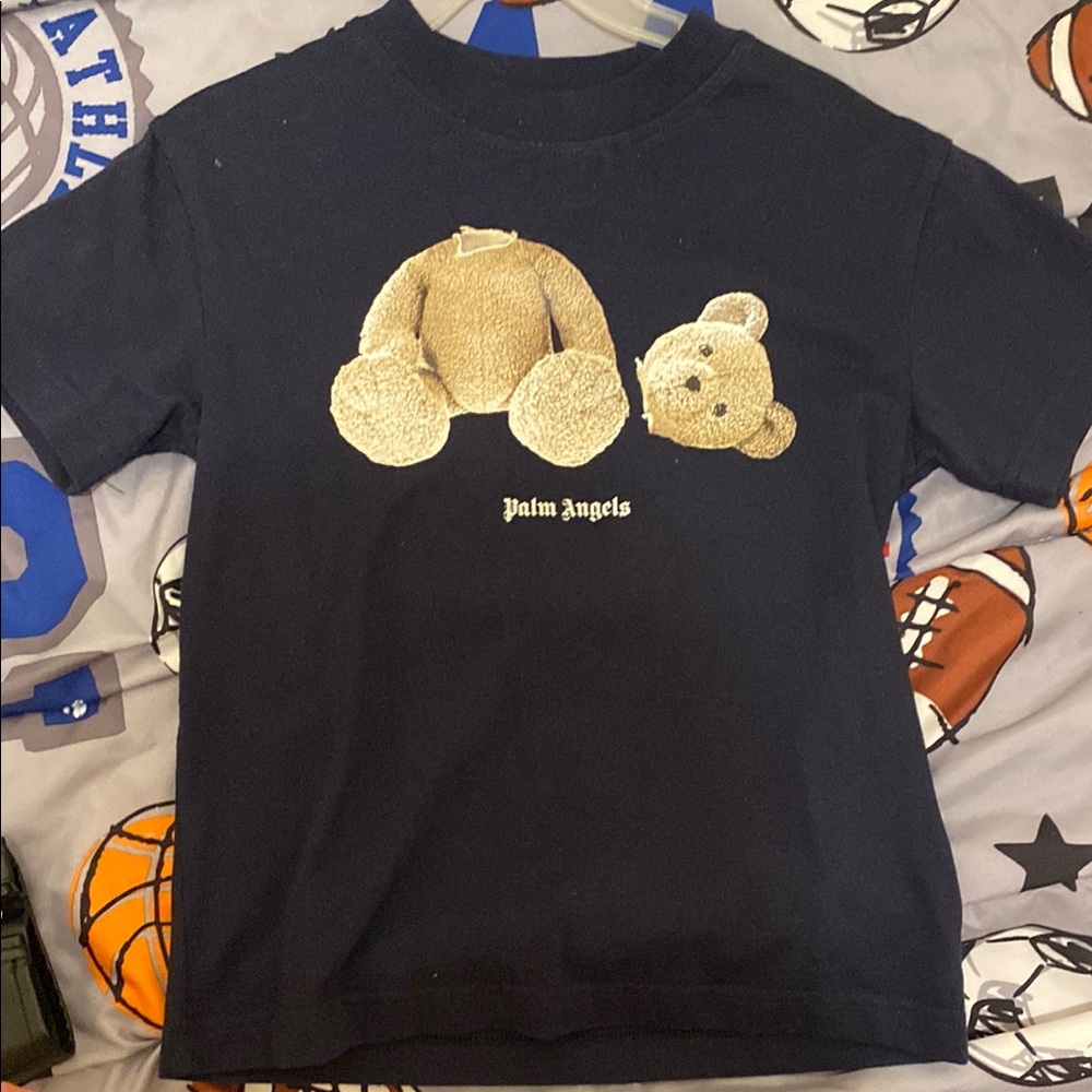 Palm Angels Black Tee with Bear Design